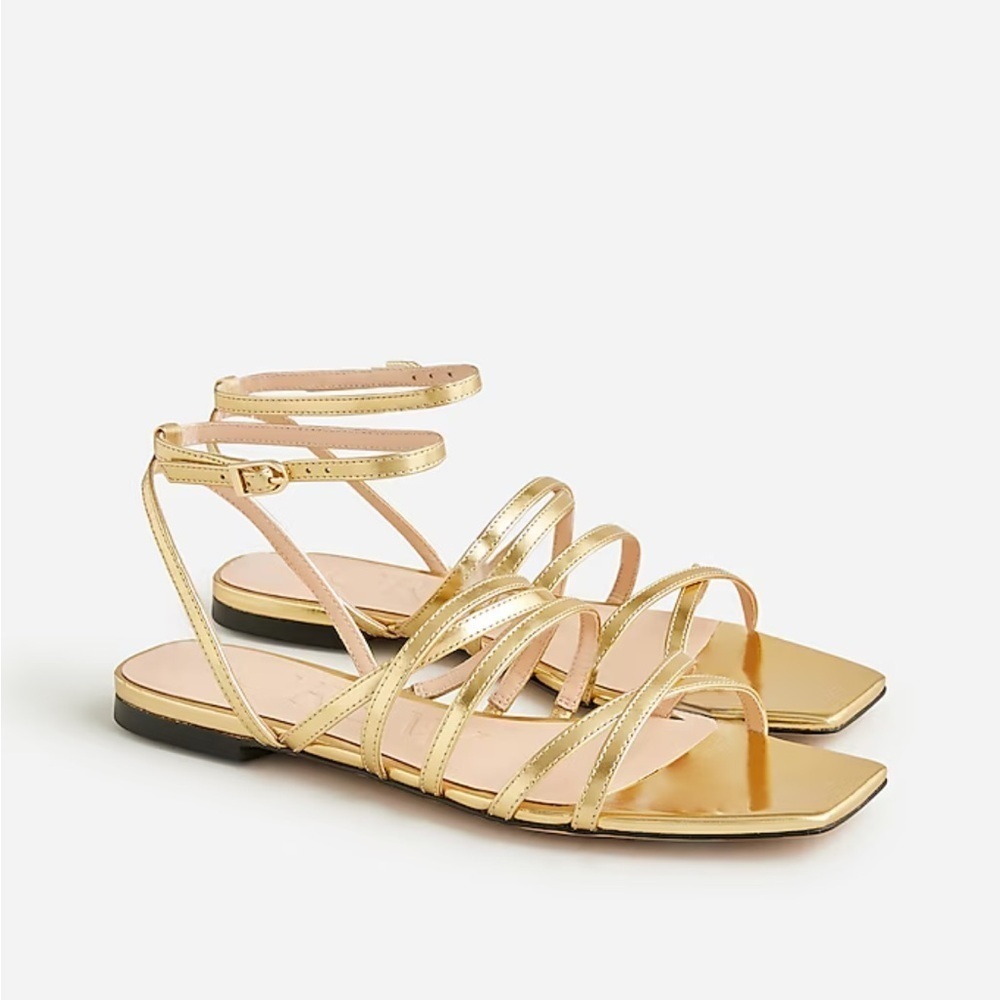 J Crew New Capri strappy sandals in metallic leather CA028